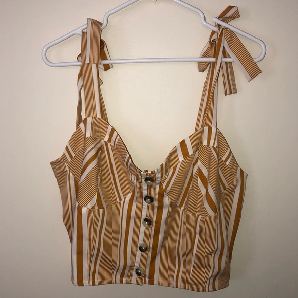 Neon Rose Tops - NWT Neon Rose Mustard Stripe Cropped Corset Top